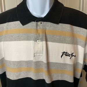 Phat Farm Striped Polo Shirt Mens Sz XL Short Sleeve Baggy Rap Hip Hop 90s EUC